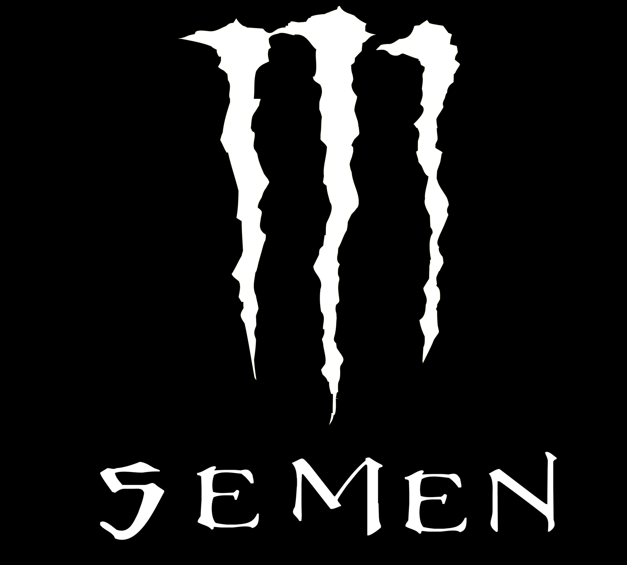 the monster energy drink logo altered to say "semen"