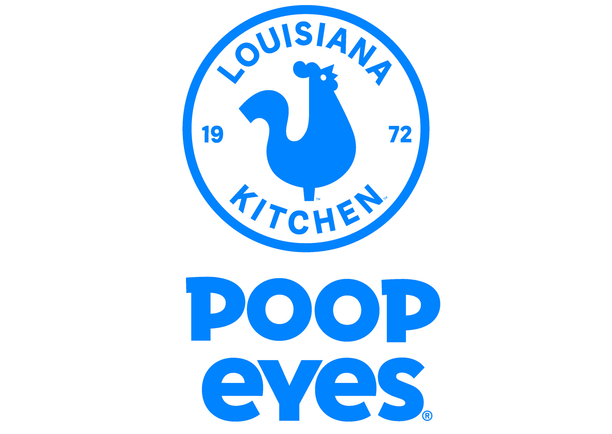 The Popeyes logo altered to say "poop eyes"