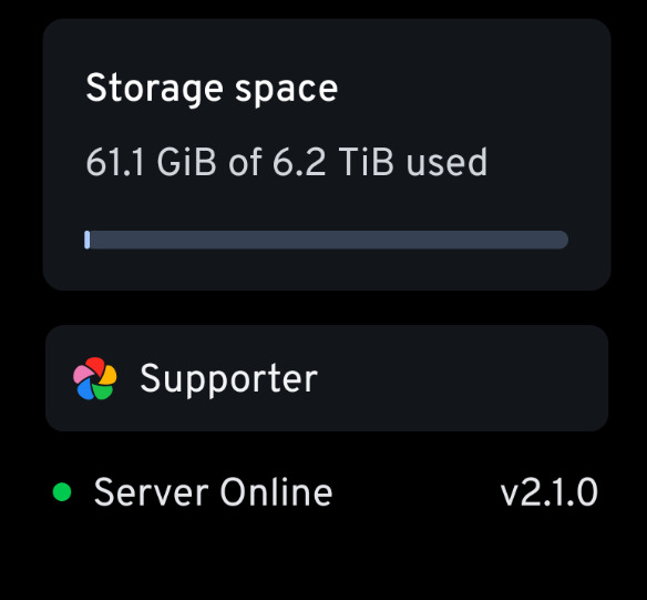 screenshot of Immich supporter tag