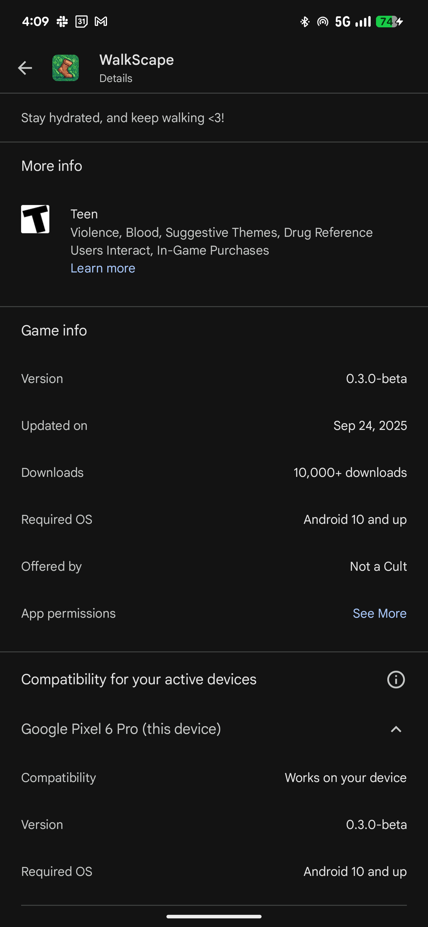 Screenshot of the About app page on Google Play